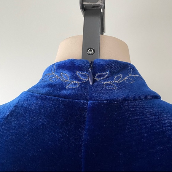 Vintage Vanessa Steven’s Velvet Velour Cheongsam Dress Size Medium - Picture 8 of 12